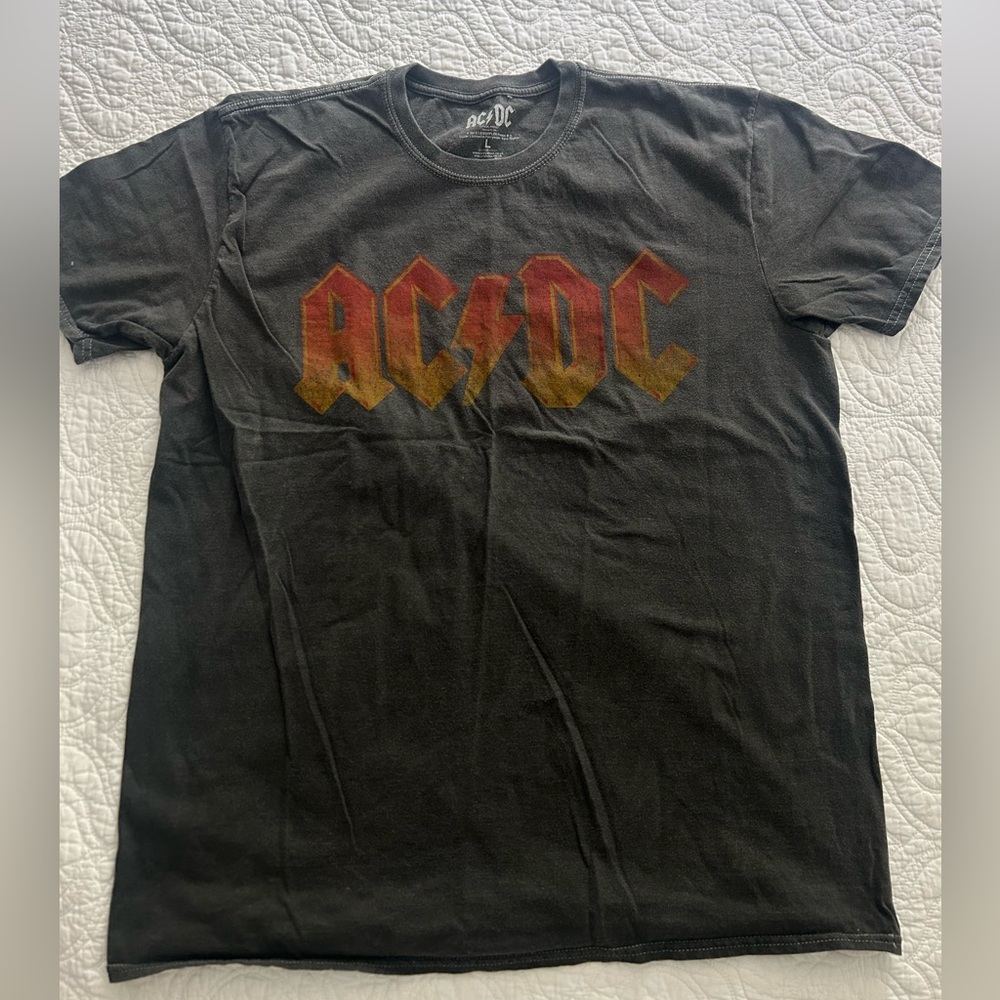Black AC/DC Short Sleeve Tee with Iconic Lightning Bolt
